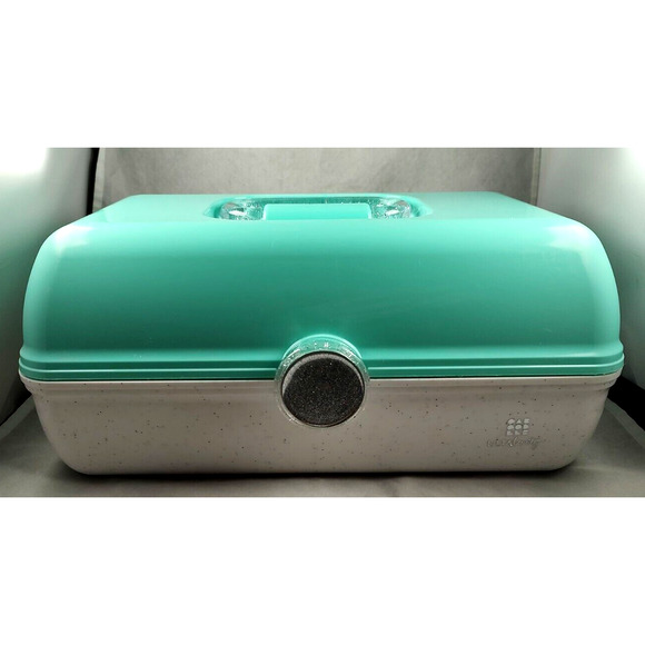Caboodle Makeup Case Carrier Aqua Speckle White Ulta Beauty Box w/Makeup Inserts - Picture 1 of 11
